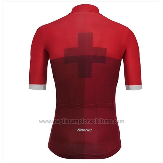2018 Abbigliamento Ciclismo Tour de Suisse Cross Rosso Manica Corta e Salopette